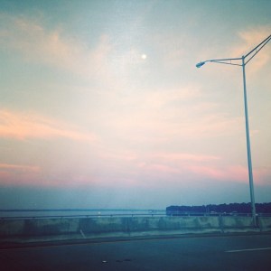 On the Julington Creek Bridge.  Full Moon.