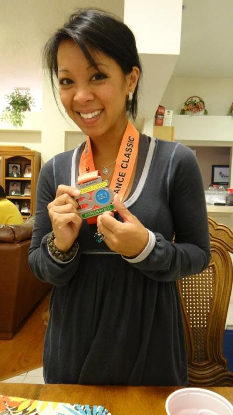 Showing off my medal and puffy eyes.  Thanksgiving this year was very emotional!