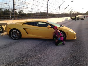 Posing at the Disney Speedway.